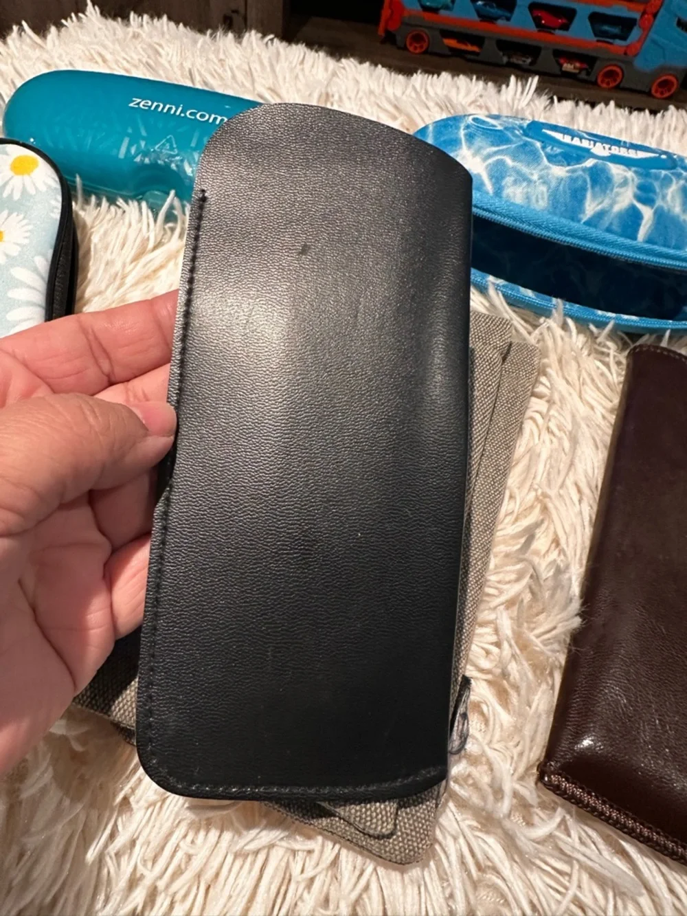 7 eye glasses cases -White Glasses or Sunglasses Case with Black Interior